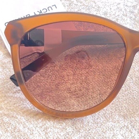 Brand New Lucky Brand Matte Brown Tortoise Round Cat Eye Sunglasses - Picture 6 of 15